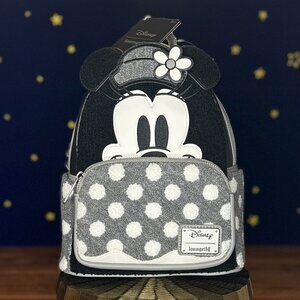 NWT Disney Parks Loungefly Minnie Mouse Black & White Mini Backpack